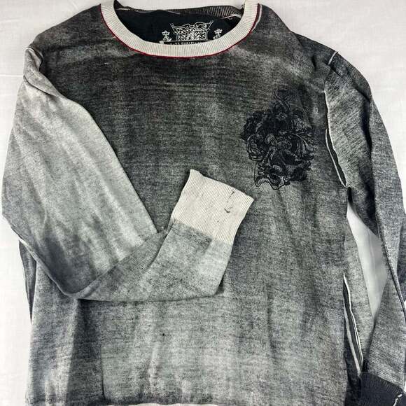 Pepe Jeans Mens 3XL Logo Long Sleeve T-Shirt Grey Y2K Rock - Picture 1 of 11